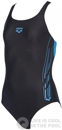 Dievčenské plavky Arena Stamp Swim Pro Back One Piece Junior Black/Turquoise