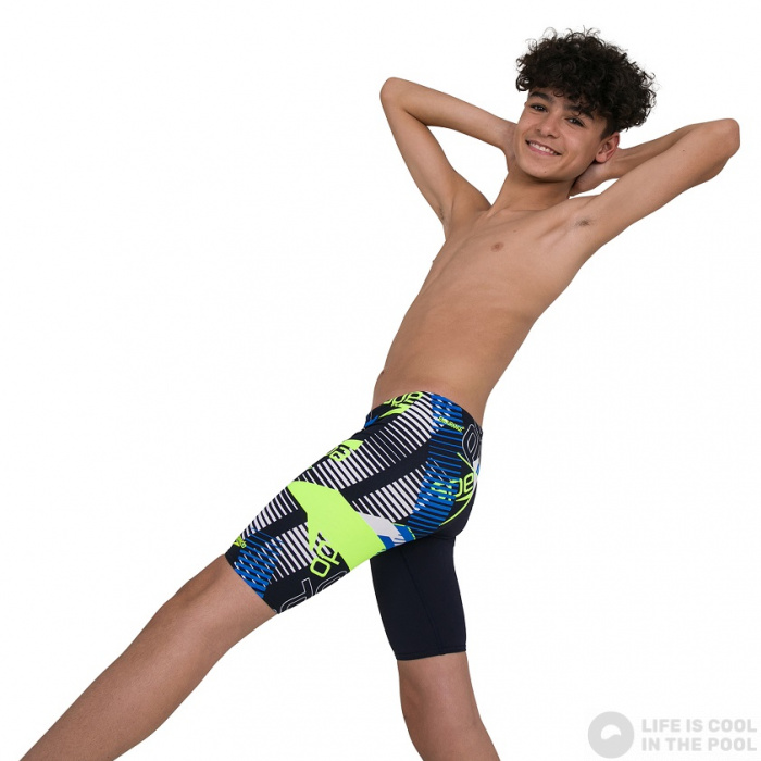 Speedo Allover Jammer Boy True Navy/Bondi Blue/Fluo Yellow/White