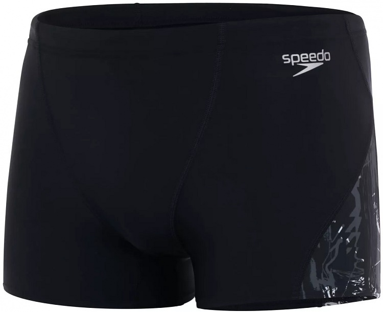 Speedo allover v-cut aquashort black/white/usa charcoal 32