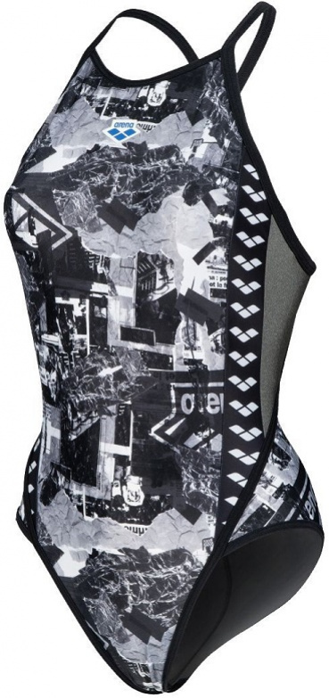 Arena icons swimsuit fast back all over multi/asphalt/black xl - uk38