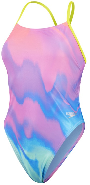 Speedo womens allover digital tie back - pastel ripples m - uk34