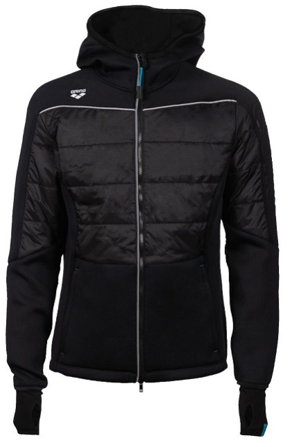 Arena team unisex half-quilted hooded jacket black xxxl