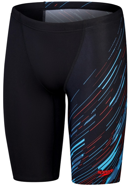 Speedo hyperboom v-cut jammer black/picton blue/siren red l - uk36